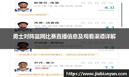 勇士对阵篮网比赛直播信息及观看渠道详解